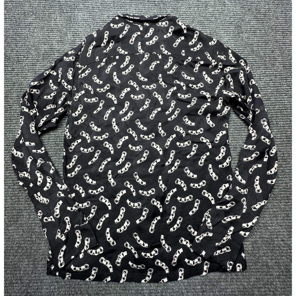 AllSaints Shirt Mens XS Black Chain Print Long Sleeve Button Front Casual - Picture 7 of 8